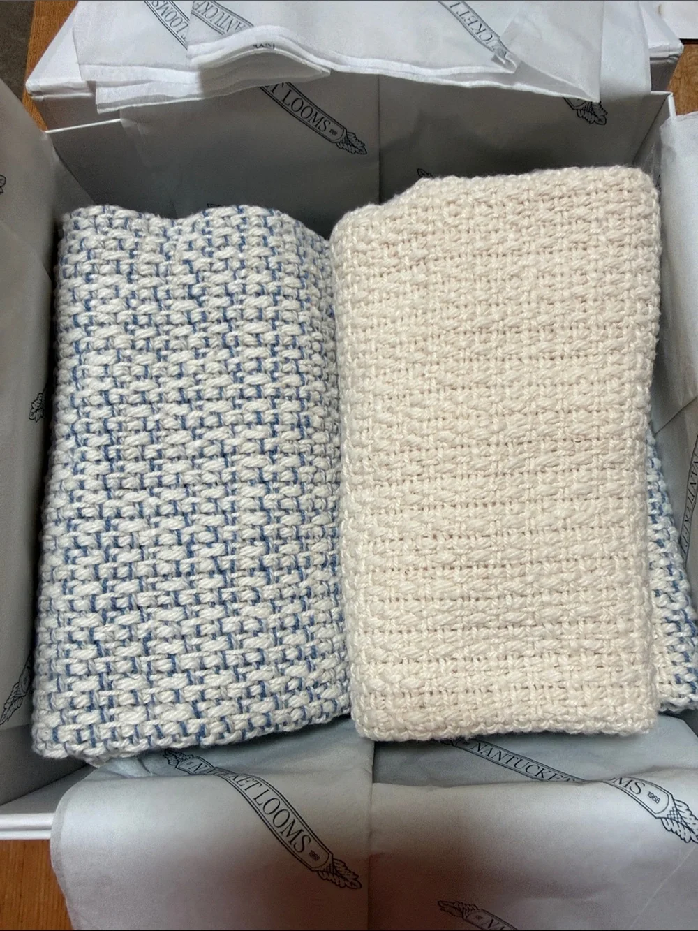 Handwoven Kitchen Towel - Blue White Classic